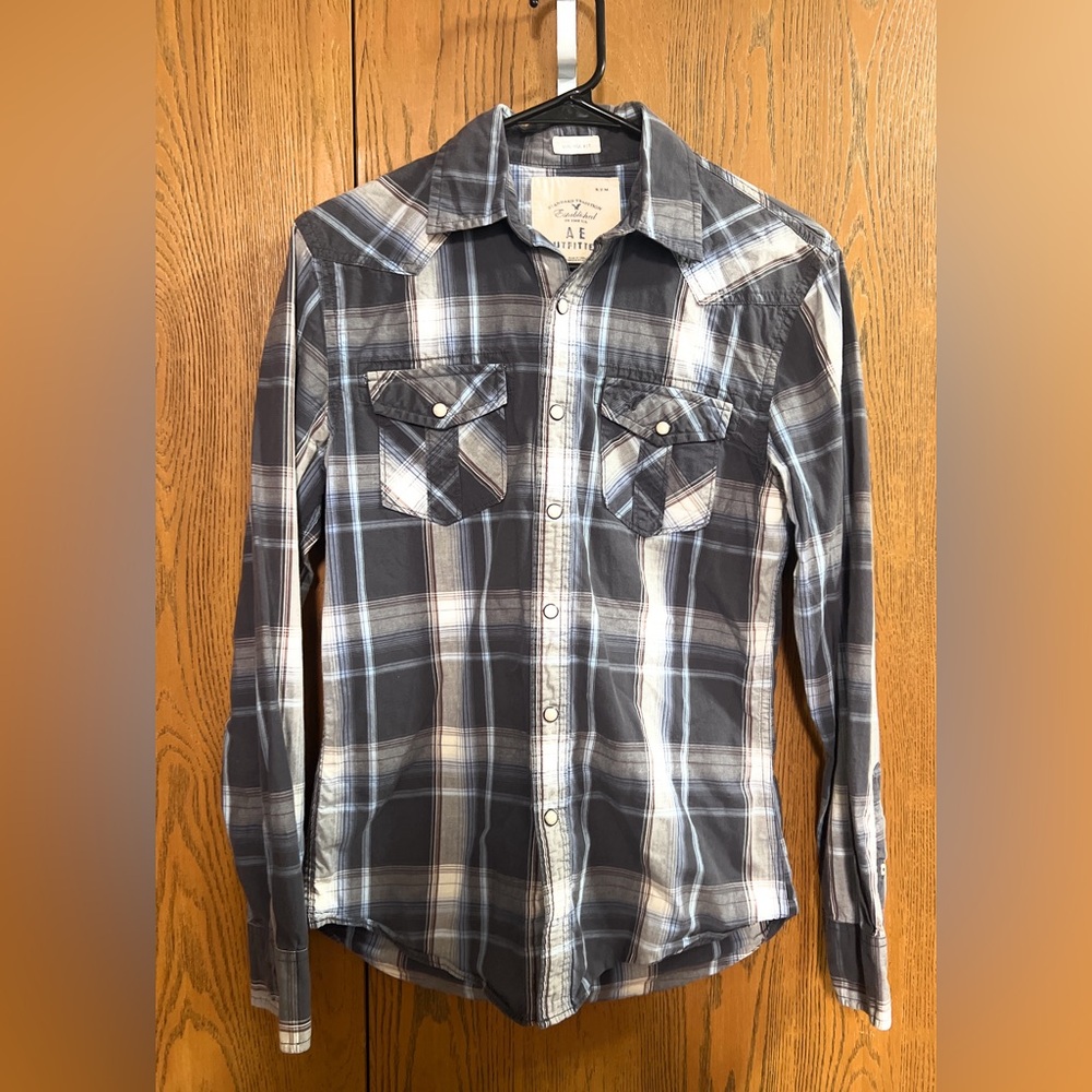 American Eagles Mens Plaid Button Down Shirts Snap Button Plaid Size XS